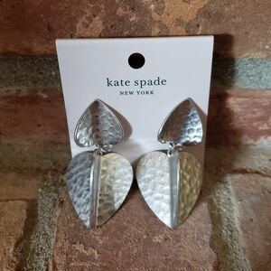 NWT Kate Spade Metal Petal Drop Silver Earrings